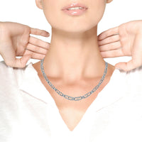 AGS Certified 14K White Gold 8 1/2 Cttw Diamond Alternating Bar and Floral Cluster Link 18