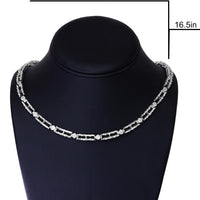AGS Certified 14K White Gold 8 1/2 Cttw Diamond Alternating Bar and Floral Cluster Link 18