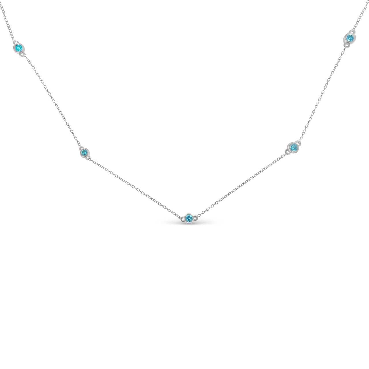 Sterling Silver Treated Diamond By Yard Necklace (1/2 cttw, Blue Color, I2-I3 Clarity)
