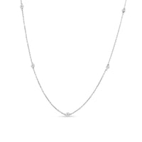 .925 Sterling Silver 1/2 Cttw Bezel Set Lab Grown Diamond 5 Station Necklace  - 18