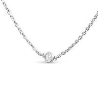 14K White Gold 1/2 Cttw Bezel Set Lab Grown Diamond 5 Station Necklace -18