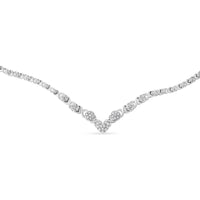 .925 Sterling Silver 1/2 cttw Prong Set Round Diamond Graduated Cluster and Heart Center 18