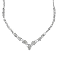 .925 Sterling Silver 1/2 cttw Prong Set Round Diamond Graduated Cluster 18