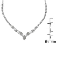.925 Sterling Silver 1/2 cttw Prong Set Round Diamond Graduated Cluster 18