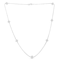 .925 Sterling Silver 1/4 Cttw Diamond Open Quatrefoil Flower Floating Station 18