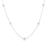 .925 Sterling Silver 1/4 Cttw Diamond Open Quatrefoil Flower Floating Station 18