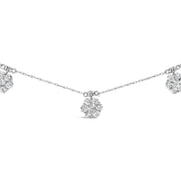 10K White Gold 3.0 Cttw Round-Cut Diamond 7 Stone Cluster Station Necklace (H-I Color, I1-I2 Clarity) - 18