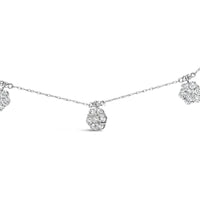 10K White Gold 3.0 Cttw Round-Cut Diamond 7 Stone Cluster Station Necklace (H-I Color, I1-I2 Clarity) - 18