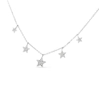 .925 Sterling Silver 1/3 Cttw Diamond Graduated Five Star 18