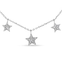 .925 Sterling Silver 1/3 Cttw Diamond Graduated Five Star 18