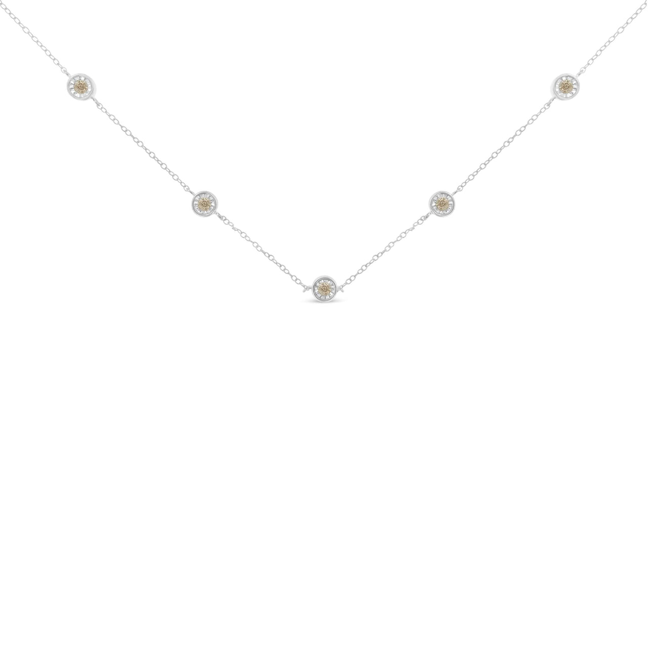 Sterling Silver Diamond Station Necklace (1/2 cttw, I-J Color, I1-I2 Clarity)