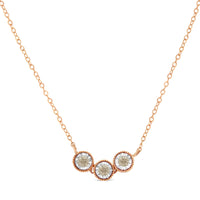 10K Rose and White Gold Plated .925 Sterling Silver 1/4 Cttw Miracle-Set Champagne Diamond Triple Circle 18