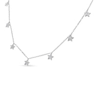 .925 Sterling Silver 1/3 Cttw Diamond Multi-Star Dangle Droplet Charm Pendant 18