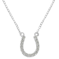 .925 Sterling Silver 1/4 cttw Diamond Horseshoe Necklace (I-J, I3)