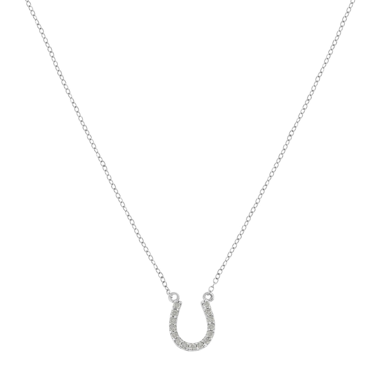 .925 Sterling Silver 1/4 cttw Diamond Horseshoe Necklace (I-J, I3)