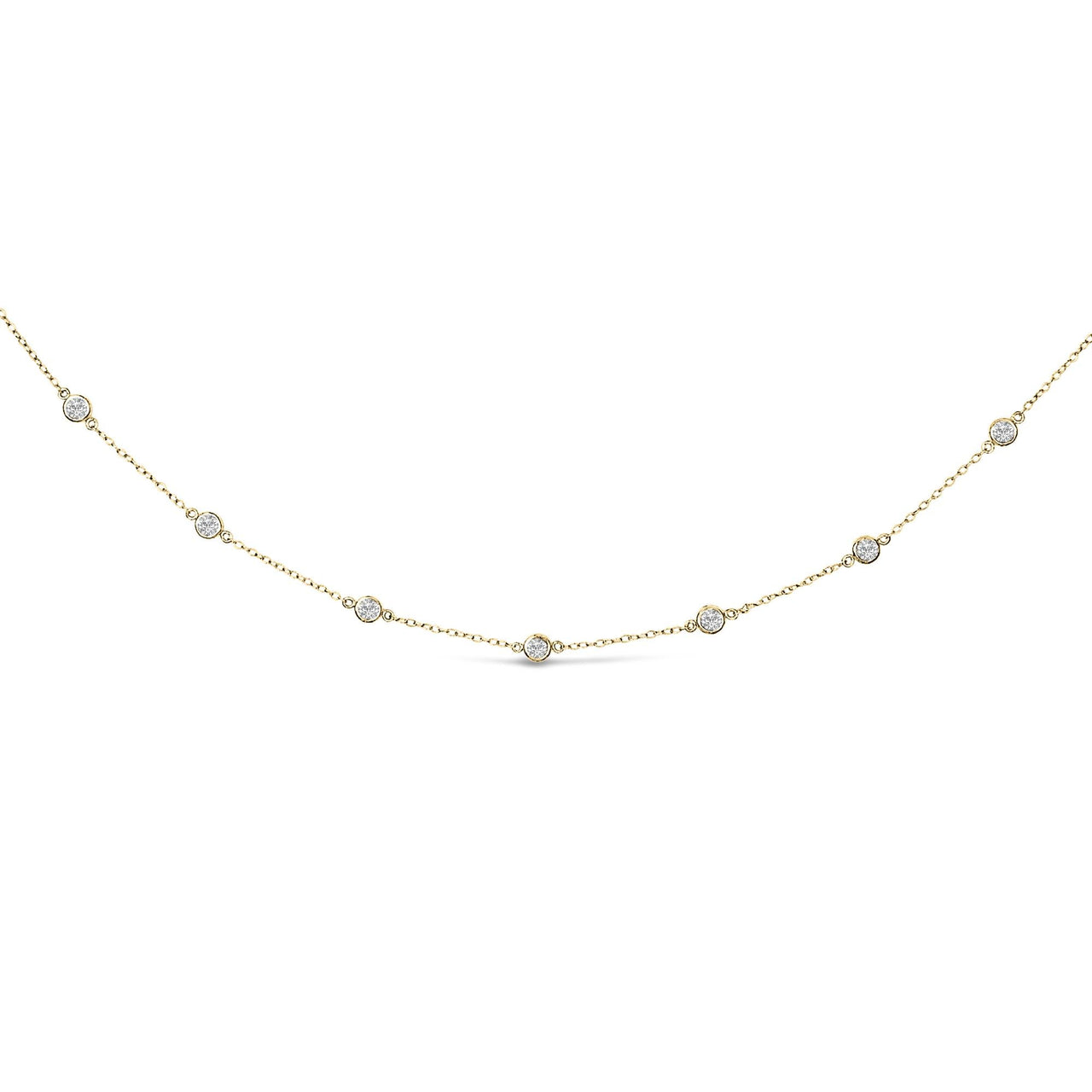 10K Gold Diamond Station Necklace (1 cttw, J-K Color, I1-I2 Clarity)