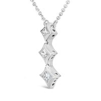 10K Gold 1/5 Cttw Princess Cut Diamond 3 Stone Drop 18