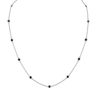 .925 Sterling Silver 1 Cttw Treated Fancy Black Diamond Station Necklace (I1-I2 Clarity) - 18” 