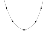 .925 Sterling Silver 1 Cttw Treated Fancy Black Diamond Station Necklace (I1-I2 Clarity) - 18” 