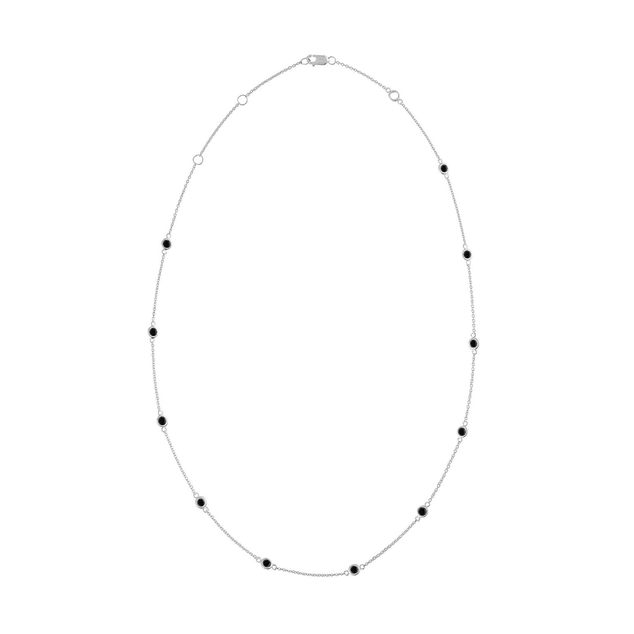 .925 Sterling Silver 1 Cttw Treated Fancy Black Diamond Station Necklace (I1-I2 Clarity) - 18” 