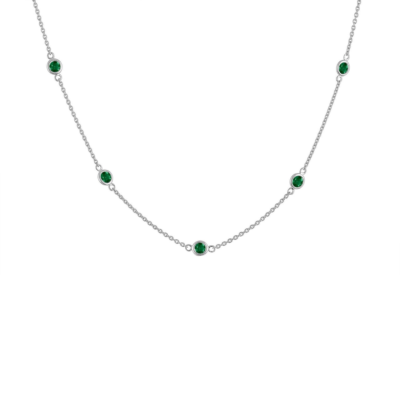 Sterling Silver Green Treated Diamond Station Necklace (1 cttw, Green Color, I1-I2 Clarity)