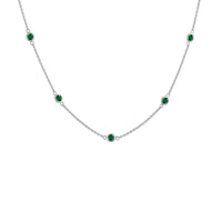 Sterling Silver Green Treated Diamond Station Necklace (1 cttw, Green Color, I1-I2 Clarity)