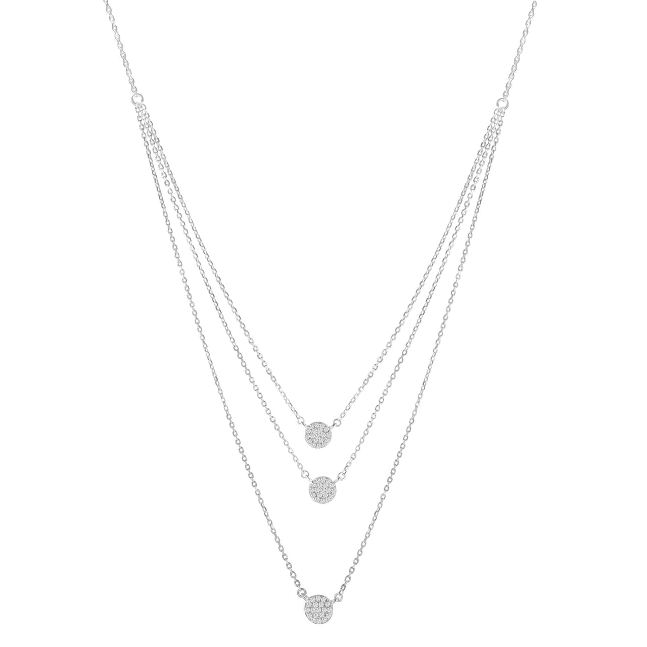 .925 Sterling Silver 1/2 Cttw Round Diamond Medallion Multi-Strand Tri Pendant 18" Necklace (H-I Color, I2-I3 Clarity)