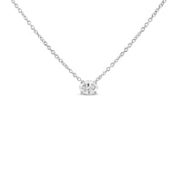 14K White Gold Lab Grown Oval Solitaire Diamond East West 18