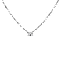 14K White Gold Lab Grown Oval Solitaire Diamond East West 18