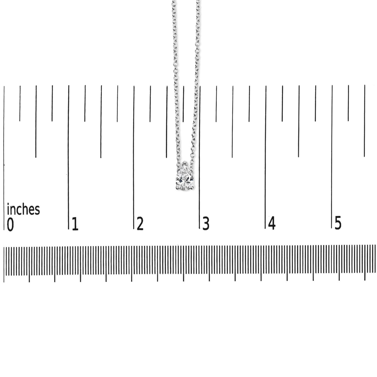 14K White Gold Pear Shape Lab Grown Diamond Solitaire Pendant Necklace (F-G Color, VS2-SI1 Clarity)
