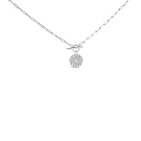 .925 Sterling Silver 3/8 Cttw Diamond Medallion with Toggle Bale Paperclip Chain Pendant Necklace (H-I Color, SI1-SI2 Clarity) - 18