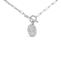 .925 Sterling Silver 3/8 Cttw Diamond Medallion with Toggle Bale Paperclip Chain Pendant Necklace (H-I Color, SI1-SI2 Clarity) - 18