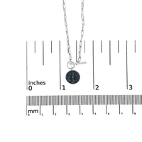 .925 Sterling Silver 3/8 Cttw Blue Diamond Medallion with Toggle Bale Paperclip Chain Pendant Necklace (Blue Color, SI1-SI2 Clarity) - 18