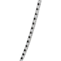 .925 Sterling Silver 7.0 Carat Alternating White and Black Diamond Tennis Necklace (Black/I-J Color, I2-I3 Clarity) - 16- 18