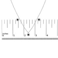 .925 Sterling Silver 5/8 Cttw Black Diamond 3 Station with Halo Necklace
