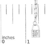 .925 Sterling Silver 1/10 Cttw Round Diamond Lock Pendant Paperclip Chin Necklace (H-I Color, SI1-SI2 Clarity)