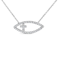 .925 Sterling Silver 1/2 Cttw Diamond Cross and Evil Eye 18