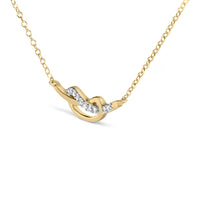 14K Yellow Gold Plated .925 Sterling Silver Diamond Accent Infinity Ribbon Pendant Necklace (I-J Color, I1-I2 Clarity) - 