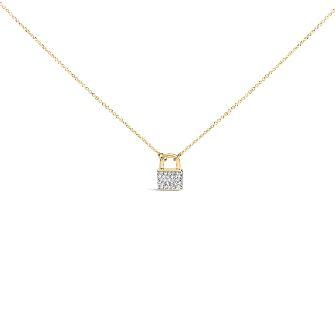 14K Yellow Gold 1/6 Cttw Diamond Lock Pendant 18" Necklace (I-J Color, I1-I2 Clarity)
