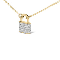 14K Yellow Gold 1/6 Cttw Diamond Lock Pendant 18