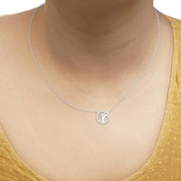 .925 Sterling Silver 1/6 Cttw Diamond Tree of Life and Circle 18