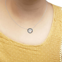 .925 Sterling Silver 1/6 Cttw Blue Diamond Tree of Life and Circle 18