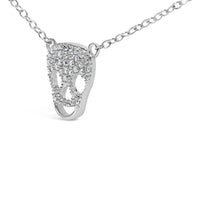 .925 Sterling Silver 1/7 Cttw Diamond Skull Pendant Necklace (H-I Color, SI1-SI2 Clarity) - 18