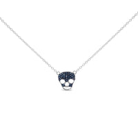 .925 Sterling Silver 1/7 Cttw Blue Diamond Skull Pendant Necklace (Blue Color, SI1-SI2 Clarity) - 18