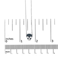 .925 Sterling Silver 1/7 Cttw Blue Diamond Skull Pendant Necklace (Blue Color, SI1-SI2 Clarity) - 18