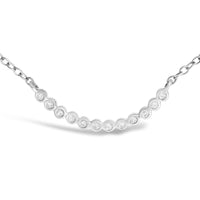 .925 Sterling Silver Diamond Accent Curved Bar Necklace- 18