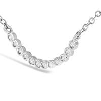 .925 Sterling Silver Diamond Accent Curved Bar Necklace- 18