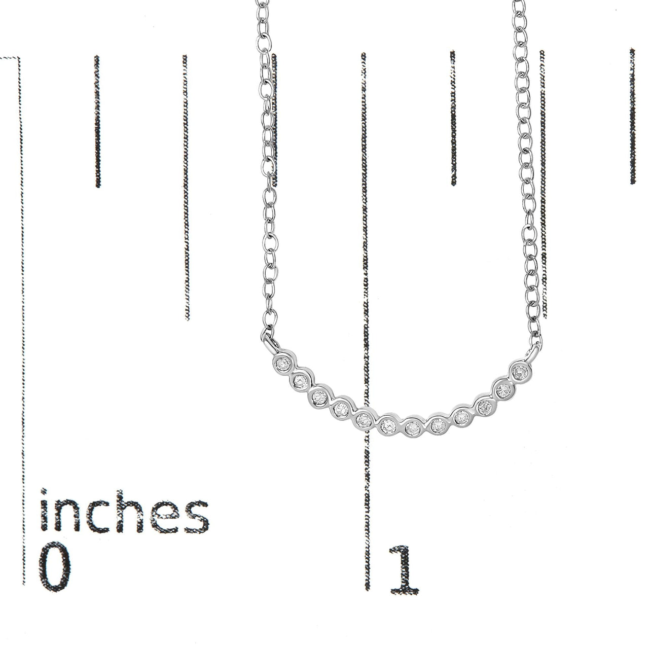 .925 Sterling Silver Diamond Accent Curved Bar Necklace- 18"