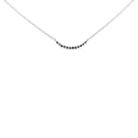 .925 Sterling Silver Blue Diamond Accent Curved Bar Necklace- 18
