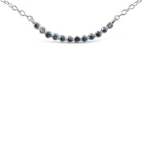 .925 Sterling Silver Blue Diamond Accent Curved Bar Necklace- 18